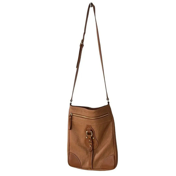 Furla Orange Brown Pebbled Leather Crossbody Bag - Picture 15 of 15